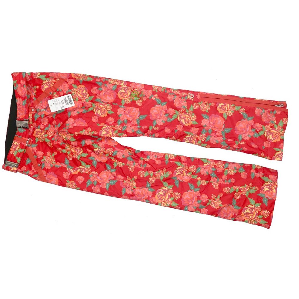 NEW $1599 BOGNER SVETLA SKI PANTS!  6 LONG  RED FLORAL PRINT  BOGNER "B" BUCKLE